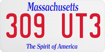 MA license plate 309UT3