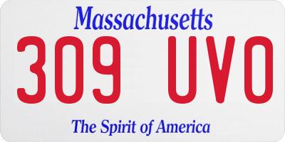 MA license plate 309UV0