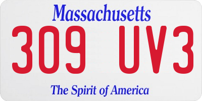 MA license plate 309UV3