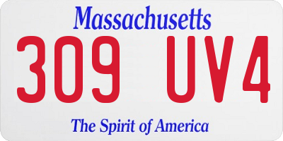 MA license plate 309UV4