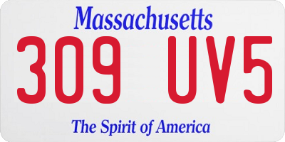MA license plate 309UV5