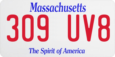 MA license plate 309UV8