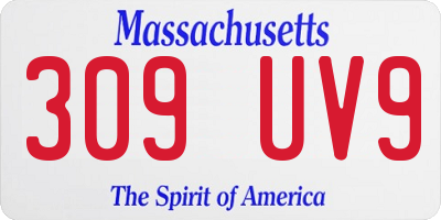 MA license plate 309UV9