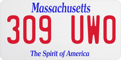 MA license plate 309UW0