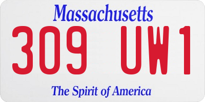 MA license plate 309UW1