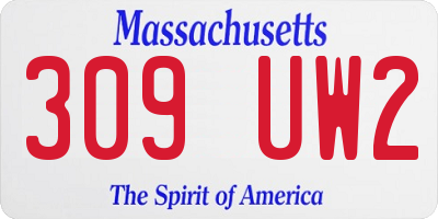 MA license plate 309UW2