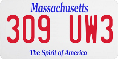 MA license plate 309UW3