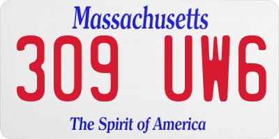 MA license plate 309UW6