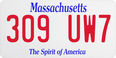 MA license plate 309UW7