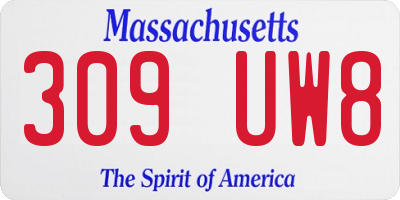 MA license plate 309UW8