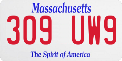 MA license plate 309UW9