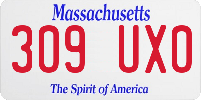 MA license plate 309UX0