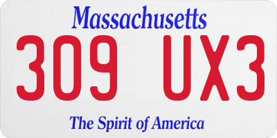 MA license plate 309UX3