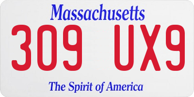 MA license plate 309UX9