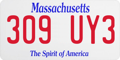 MA license plate 309UY3