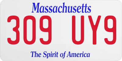 MA license plate 309UY9