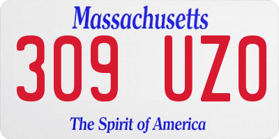 MA license plate 309UZ0