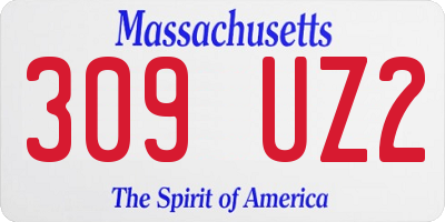 MA license plate 309UZ2