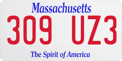MA license plate 309UZ3