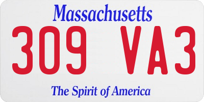 MA license plate 309VA3