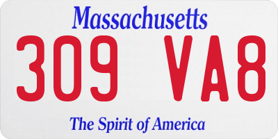 MA license plate 309VA8