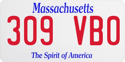 MA license plate 309VB0
