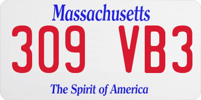 MA license plate 309VB3