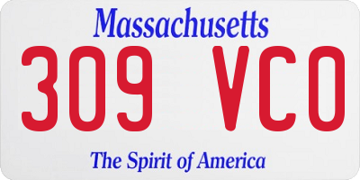 MA license plate 309VC0