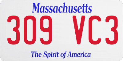 MA license plate 309VC3