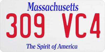 MA license plate 309VC4