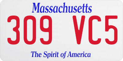 MA license plate 309VC5