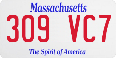 MA license plate 309VC7