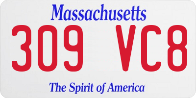 MA license plate 309VC8