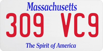 MA license plate 309VC9