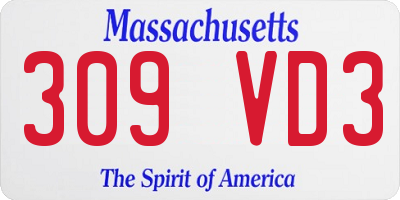 MA license plate 309VD3