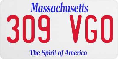 MA license plate 309VG0