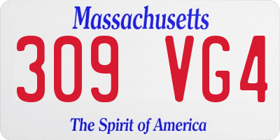 MA license plate 309VG4