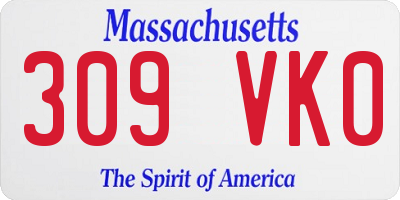 MA license plate 309VK0