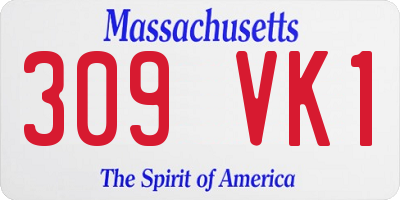 MA license plate 309VK1