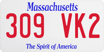 MA license plate 309VK2