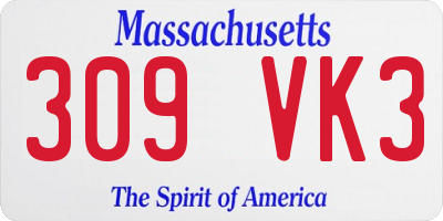 MA license plate 309VK3