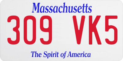 MA license plate 309VK5