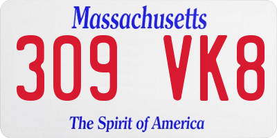 MA license plate 309VK8