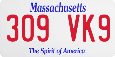 MA license plate 309VK9