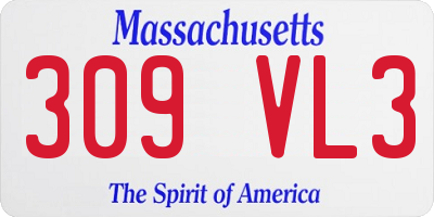 MA license plate 309VL3