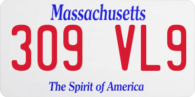 MA license plate 309VL9