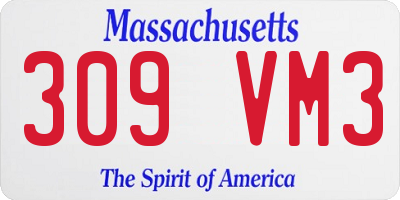 MA license plate 309VM3