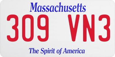 MA license plate 309VN3