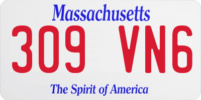 MA license plate 309VN6