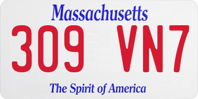 MA license plate 309VN7